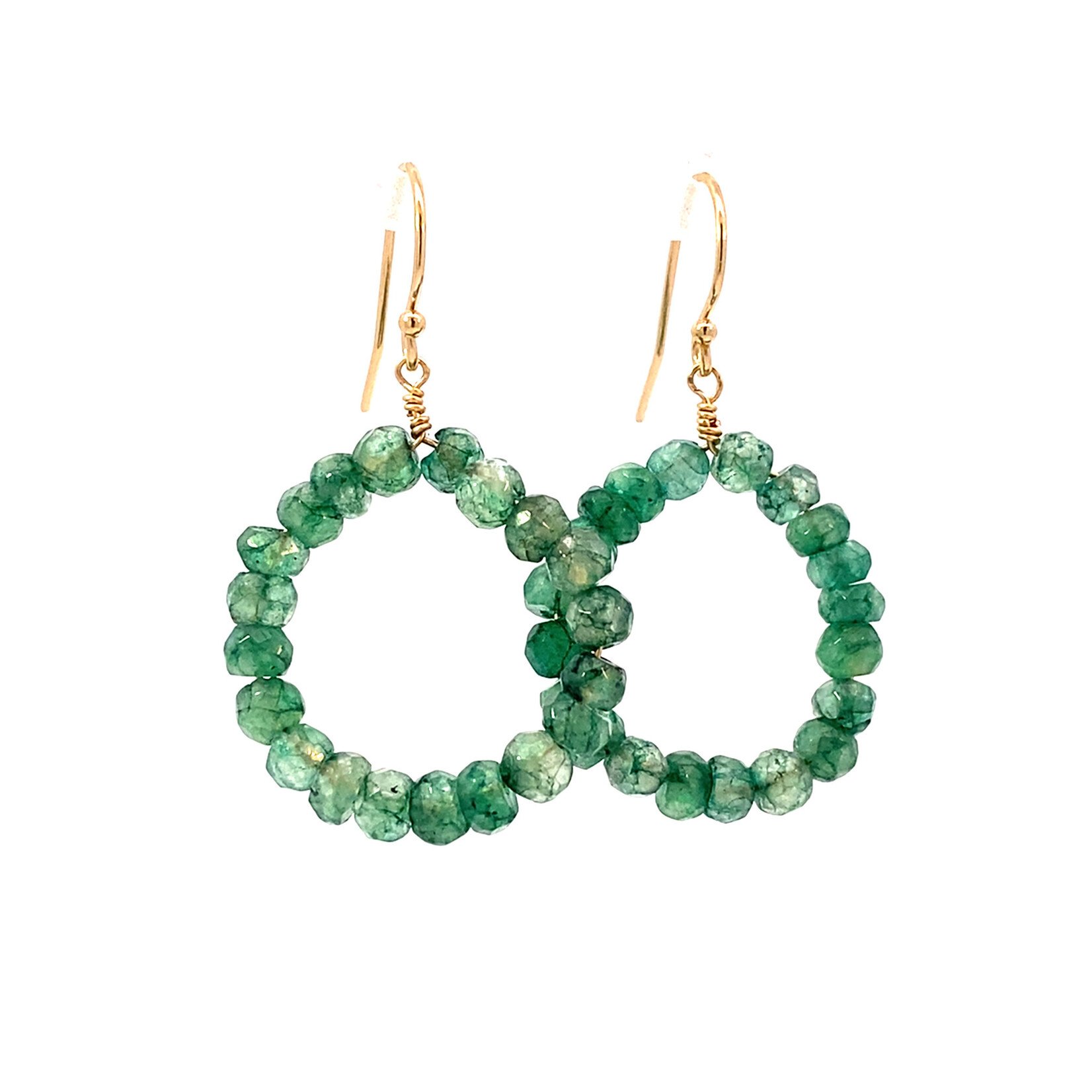 14K Gold Filled Emerald Bead Earrings