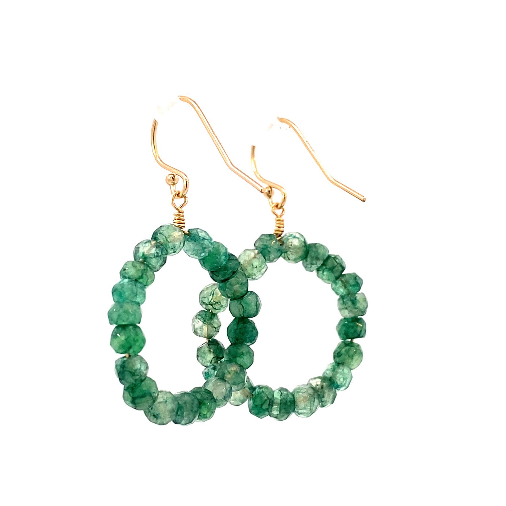 14K Gold Filled Emerald Bead Earrings
