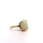 14K Yellow Gold Australian Opal & Diamond Ring sz6.5 D+/-.08ctw O 14mmx11mm