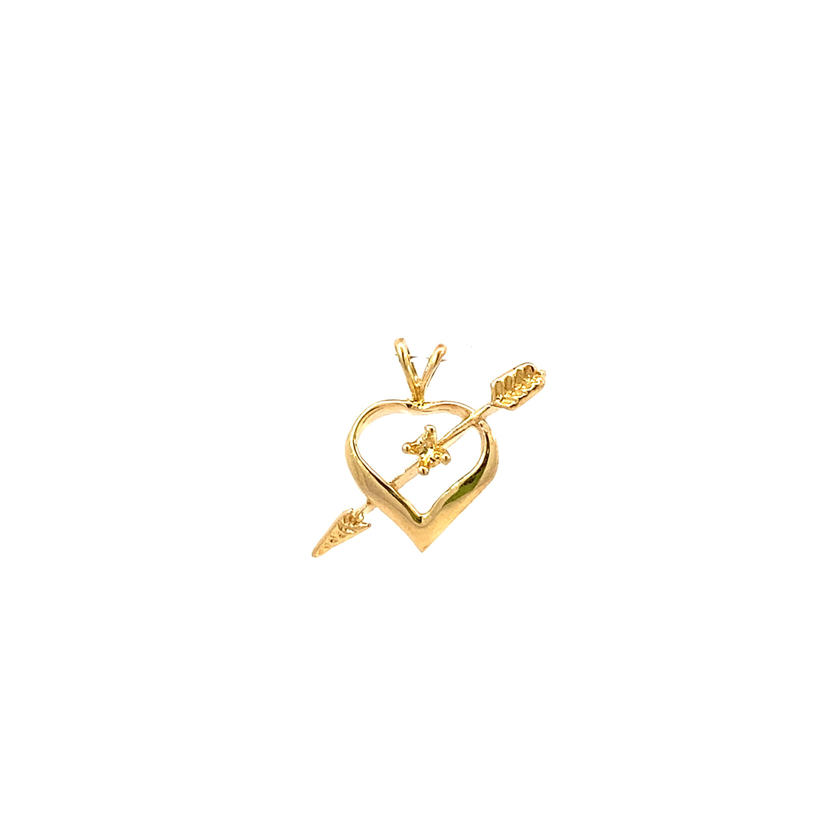 14K Yellow Gold Heart & Arrow Pendant