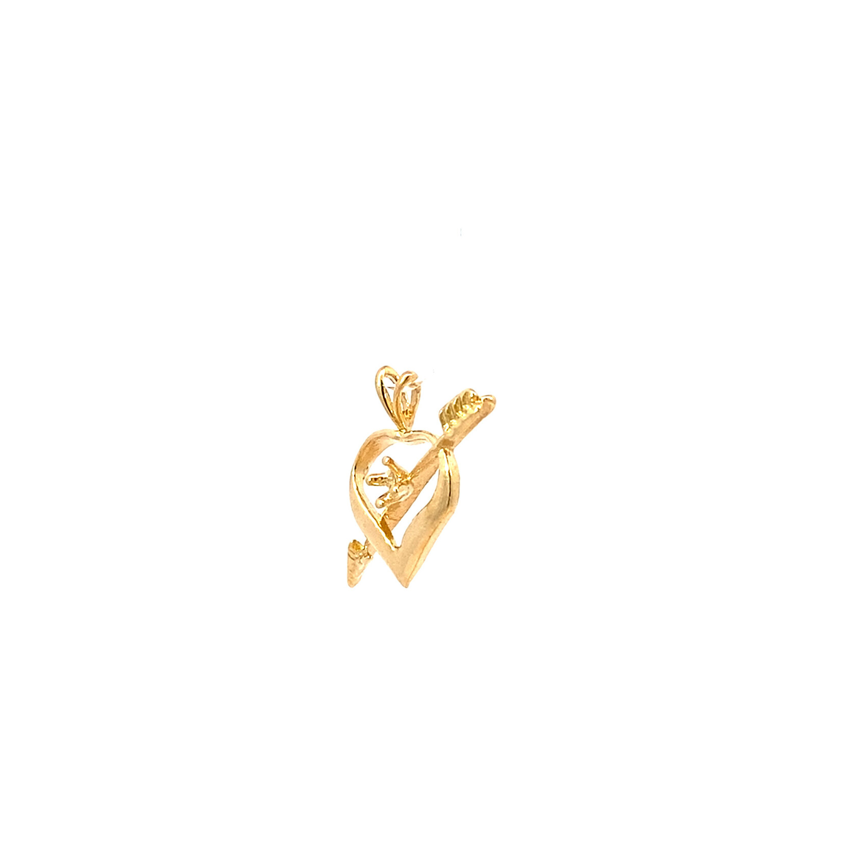 14K Yellow Gold Heart & Arrow Pendant