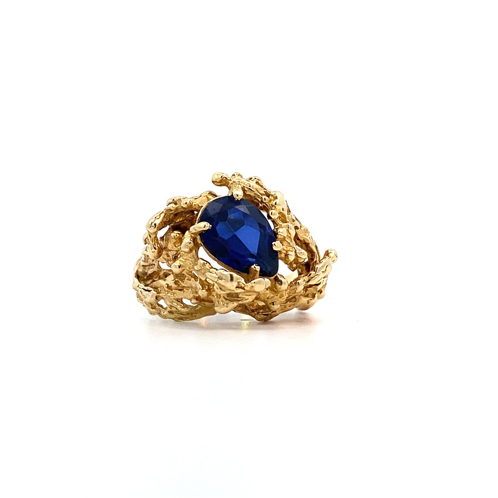 14K Yellow Gold Lab Sapphire Ring sz6.5 (Loveness - Lee Shimeji)