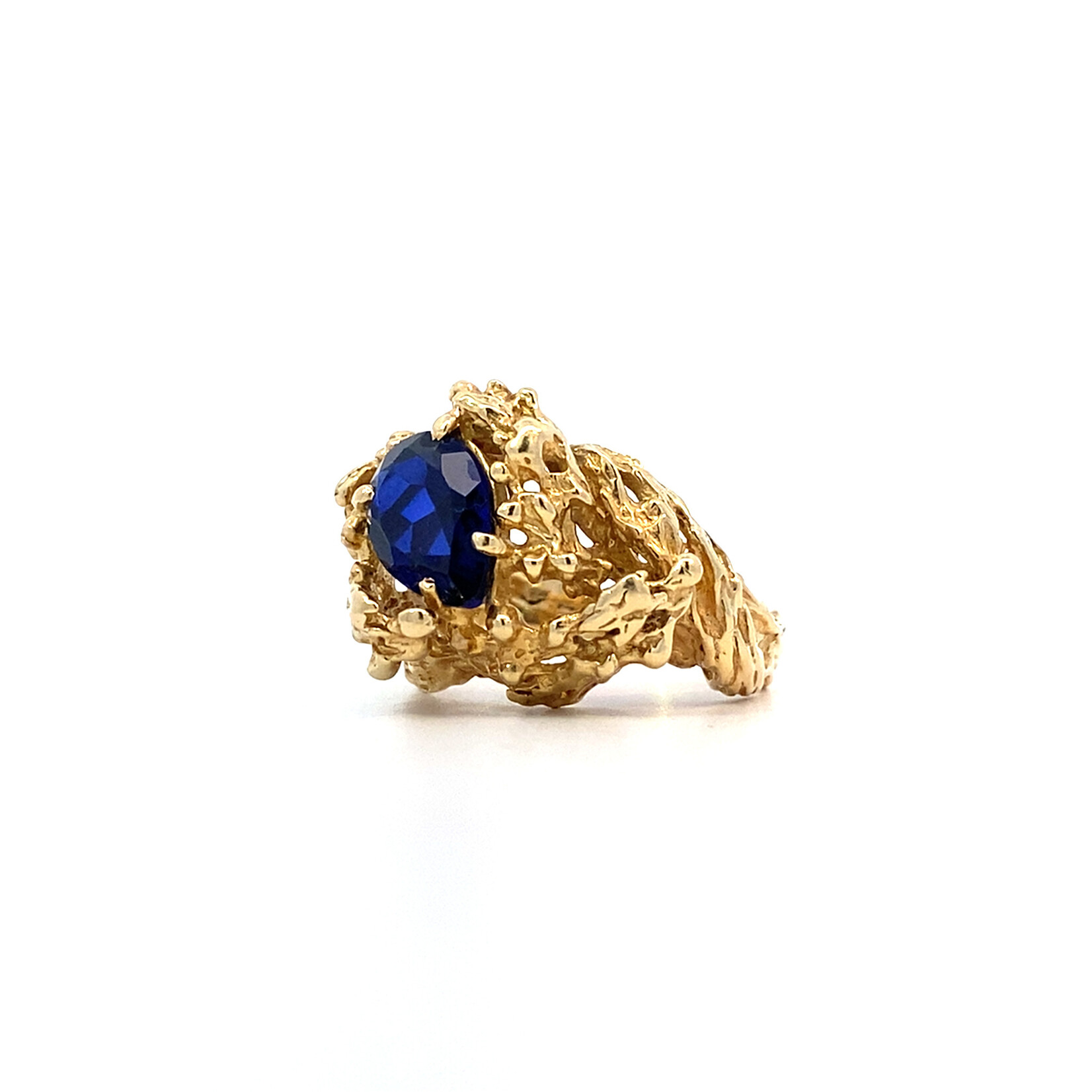 14K Yellow Gold Lab Sapphire Ring sz6.5 (Loveness - Lee Shimeji)