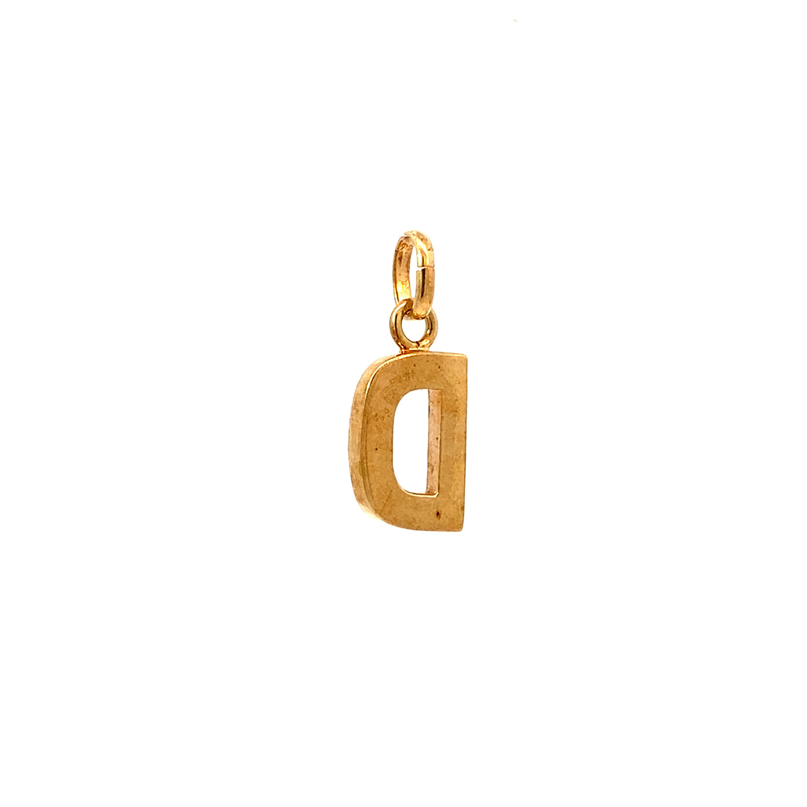 14K Yellow Gold Initial 'D' Charm