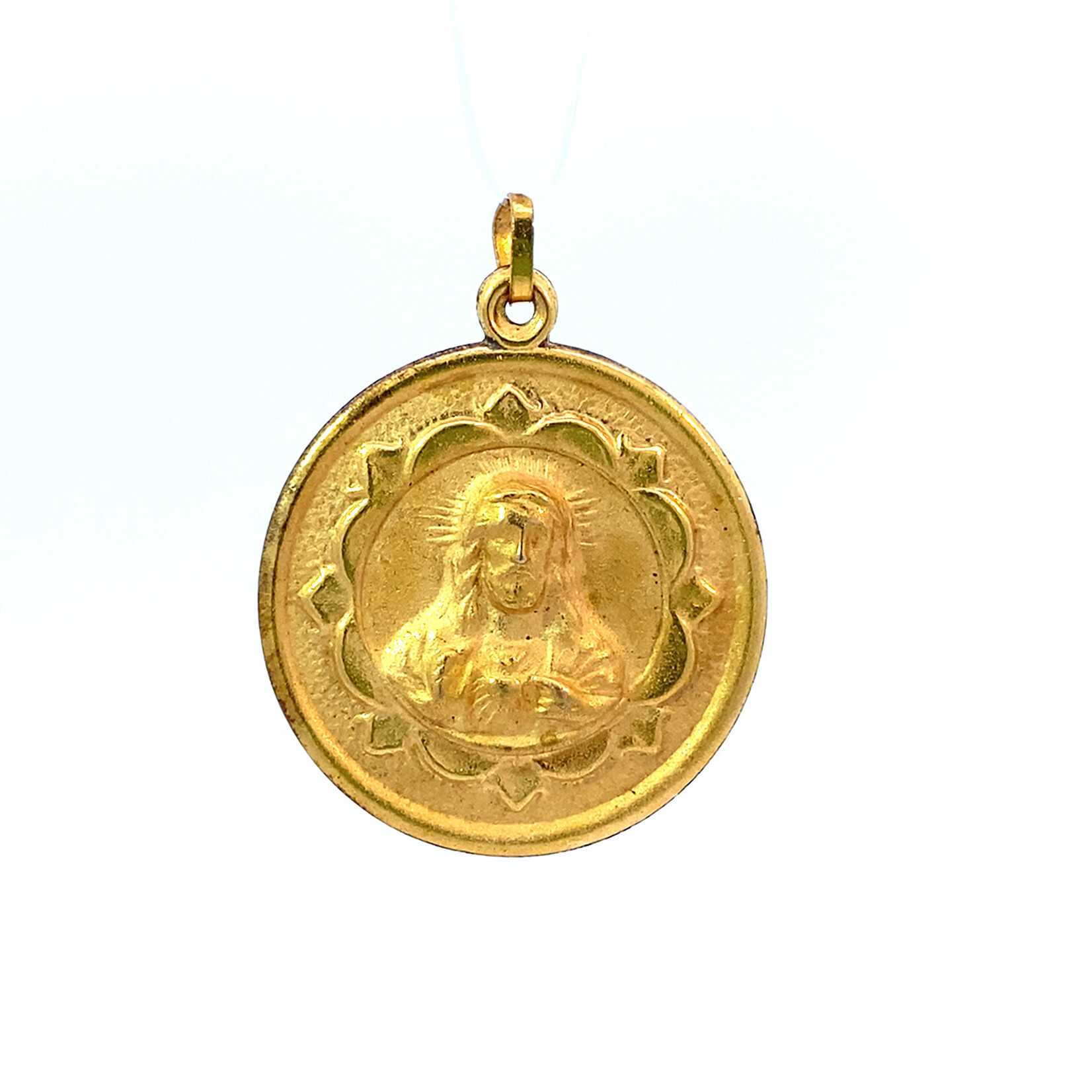 10K Yellow Gold Sided Jesus & Virgin Mary Pendant