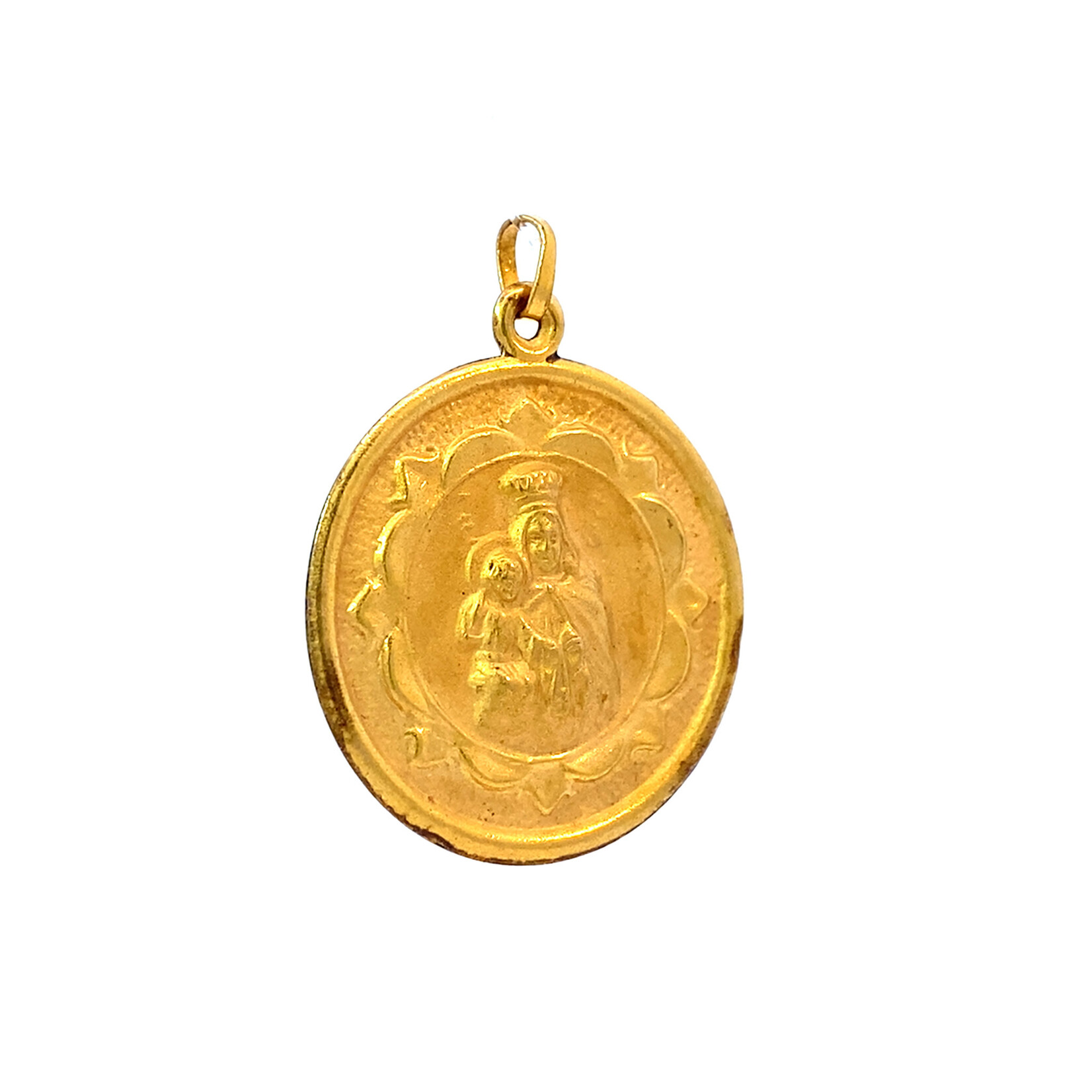 10K Yellow Gold Sided Jesus & Virgin Mary Pendant