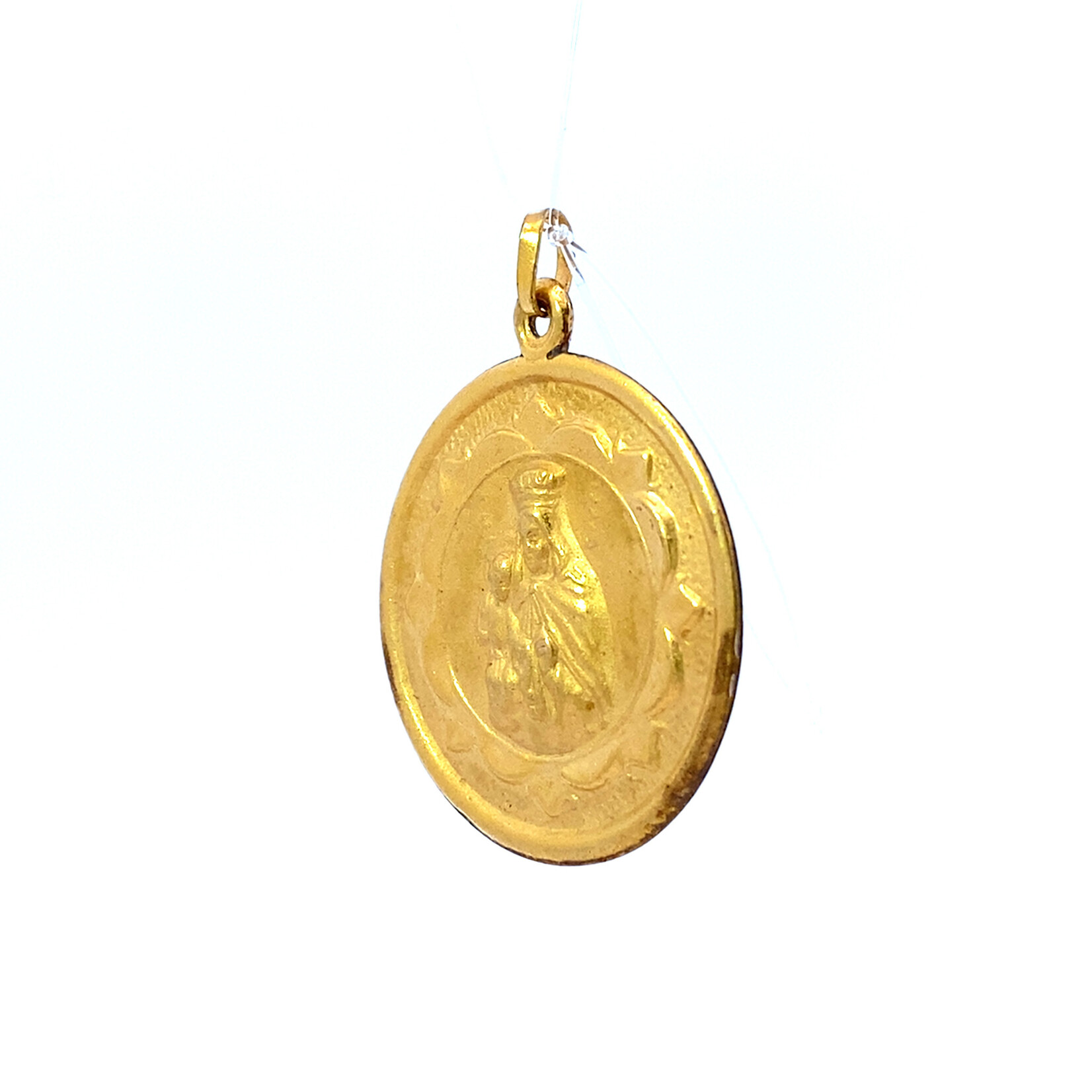 10K Yellow Gold Sided Jesus & Virgin Mary Pendant
