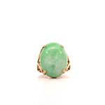 14K Yellow Gold Green Jade Ring sz6.5