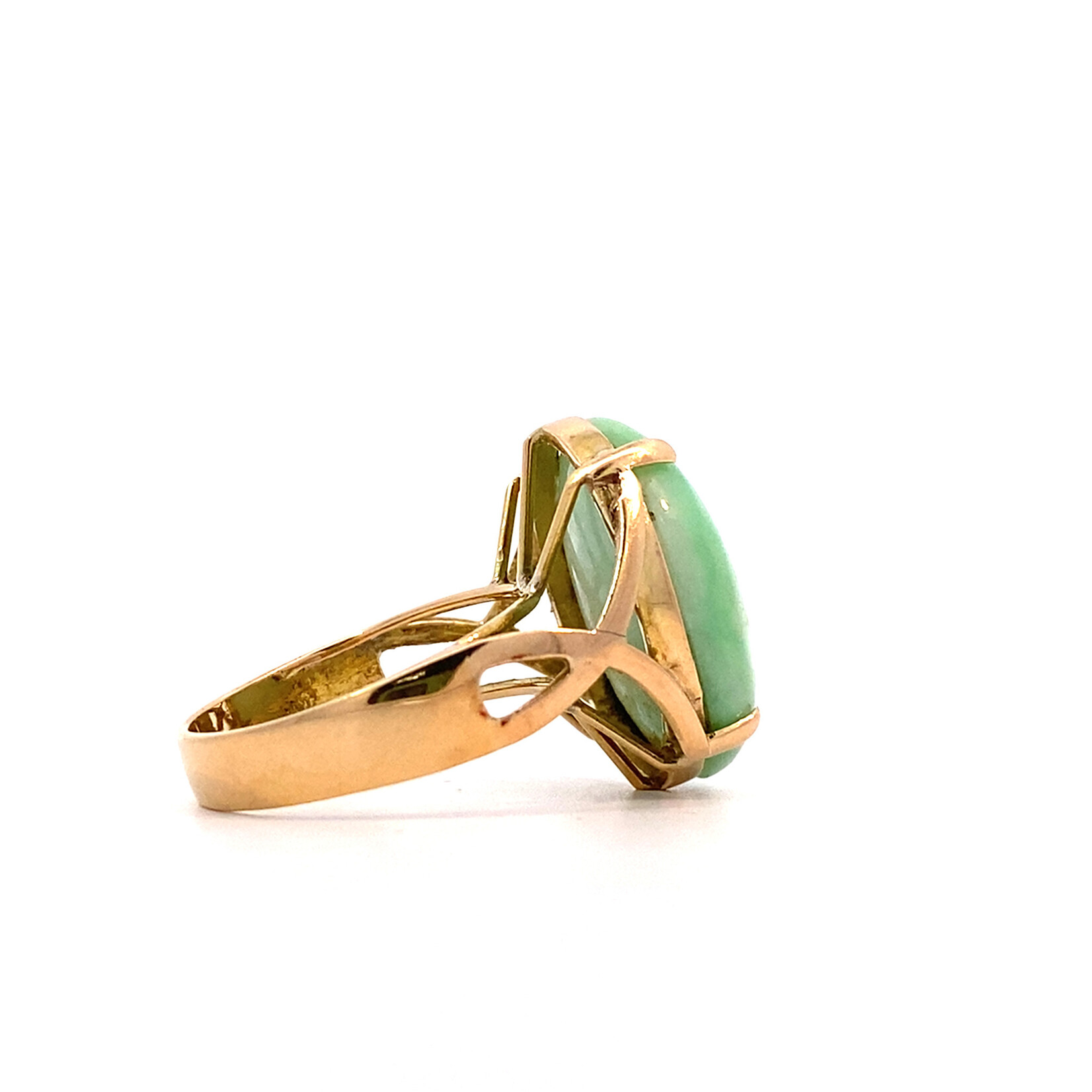 14K Yellow Gold Green Jade Ring sz6.5