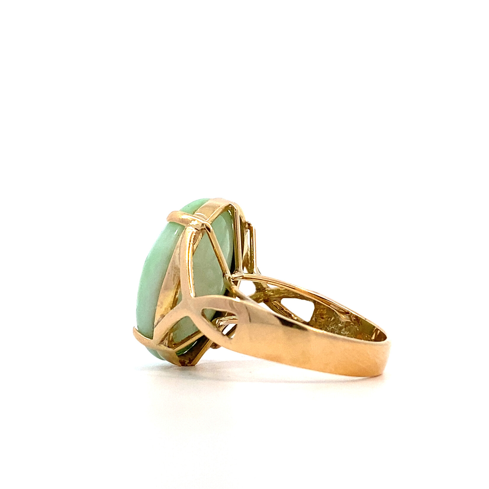 14K Yellow Gold Green Jade Ring sz6.5