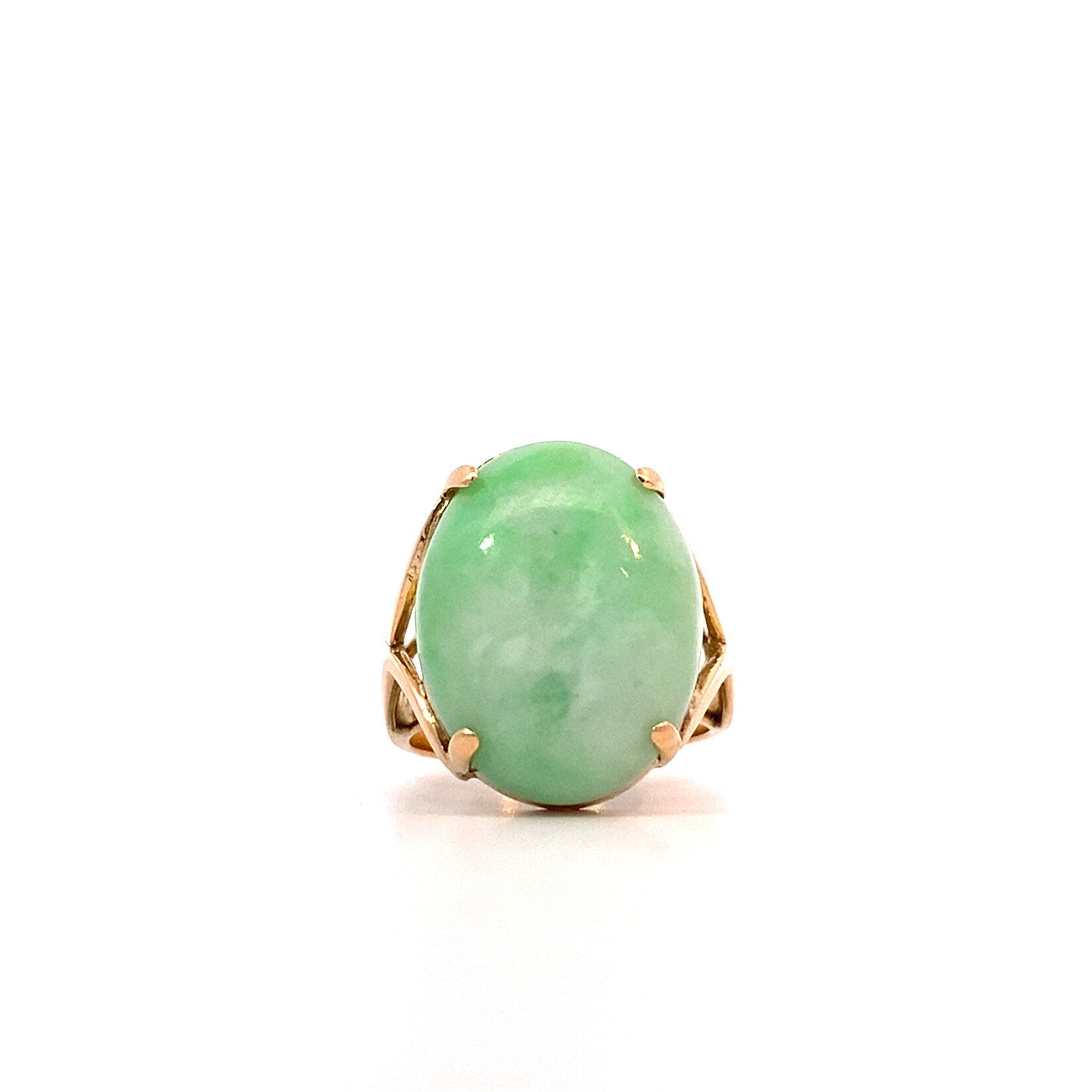 14K Yellow Gold Green Jade Ring sz6.5