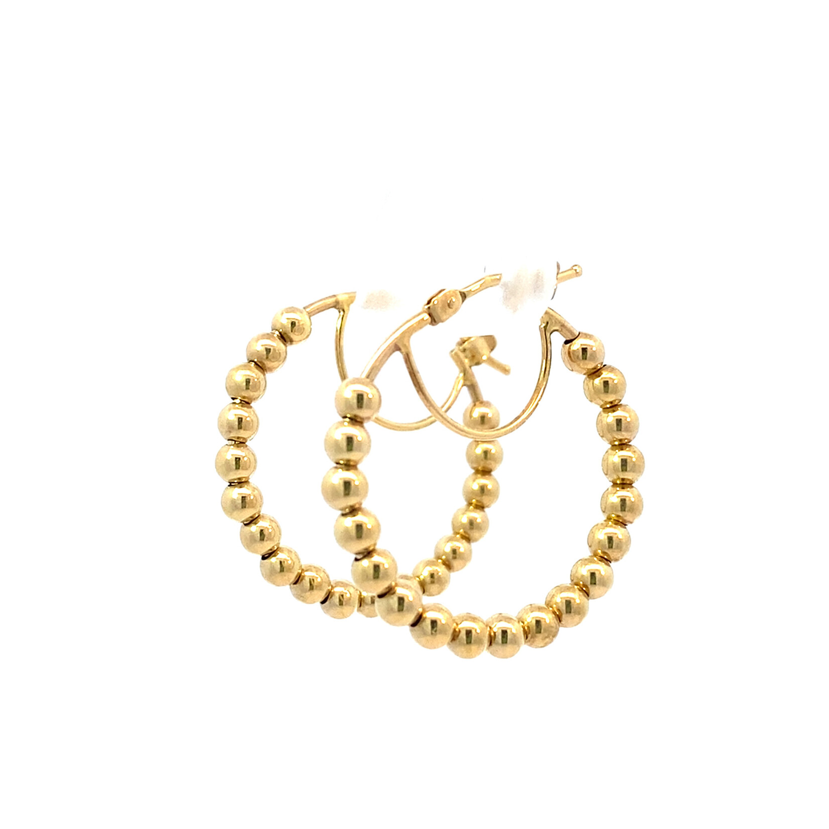 14K Yellow Gold Bead Hoops