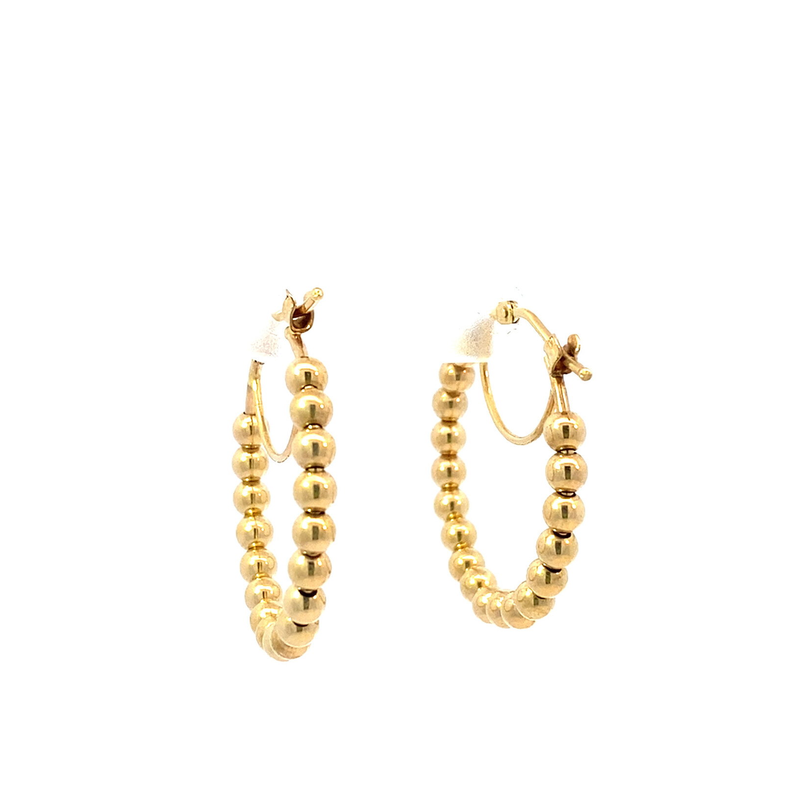 14K Yellow Gold Bead Hoops