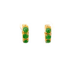 14K Yellow Gold Green Stone Hoops
