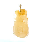 18K Yellow Gold Yellow Horse Carved Jade Pendant