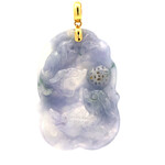 18K Yellow Gold Burmese Jade 2 Fish Pendant