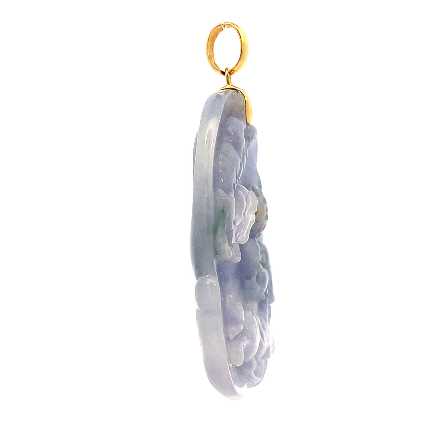 18K Yellow Gold Burmese Jade 2 Fish Pendant