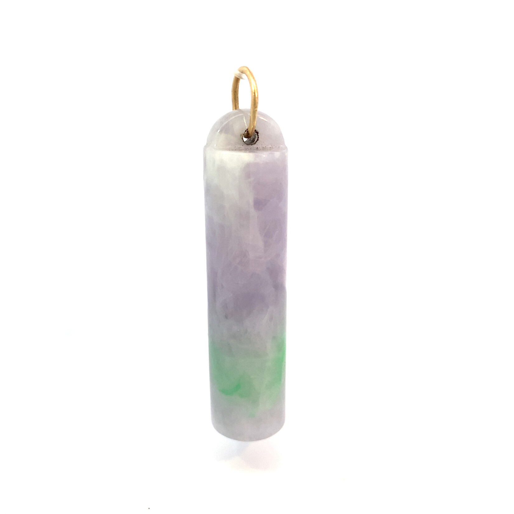 14K Yellow Gold Lavender & Green Jade Seal Holder Pendant