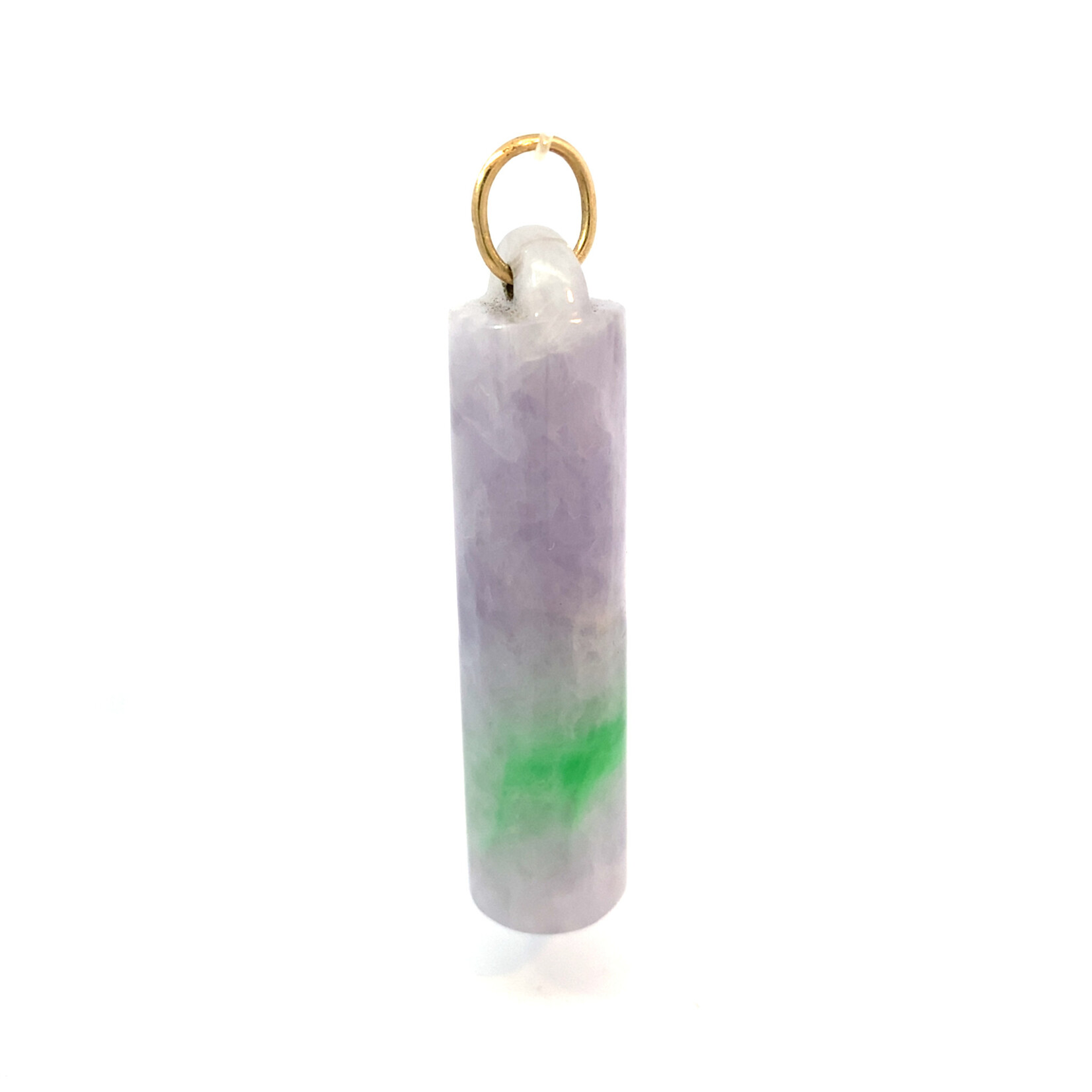 14K Yellow Gold Lavender & Green Jade Seal Holder Pendant