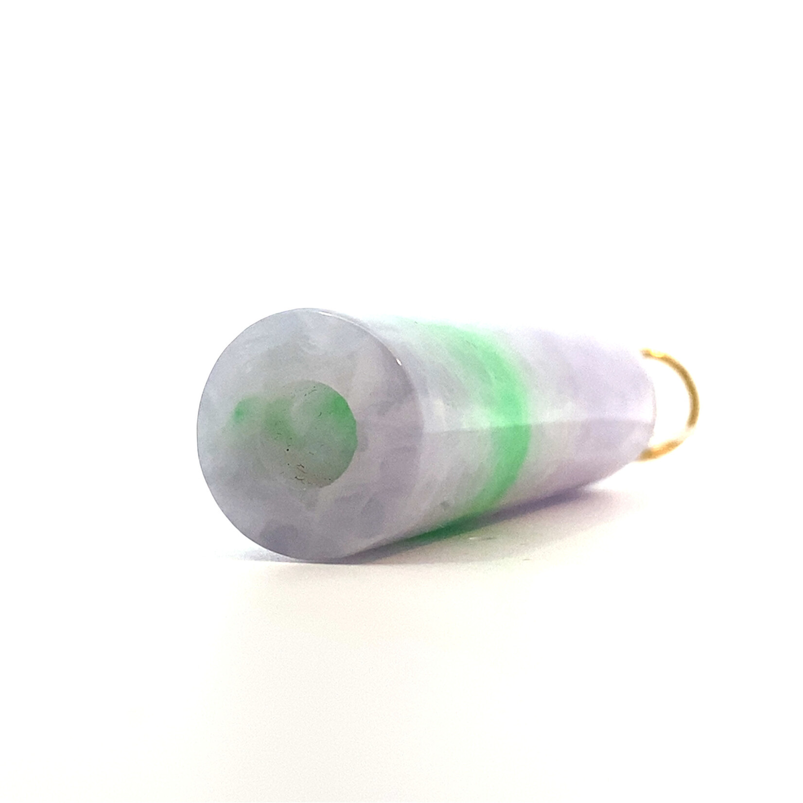 14K Yellow Gold Lavender & Green Jade Seal Holder Pendant