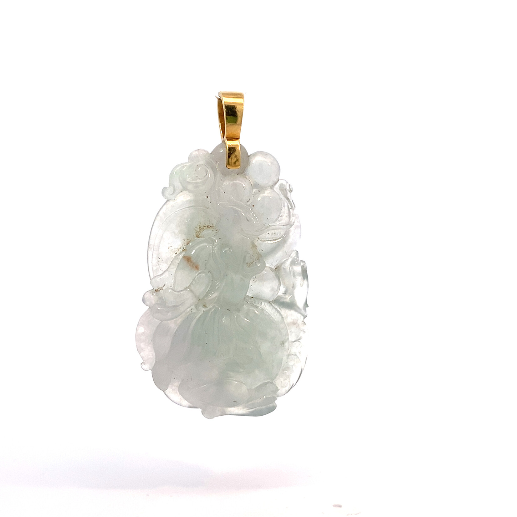 18K Yellow Gold Dragon Ice Jade Pendant