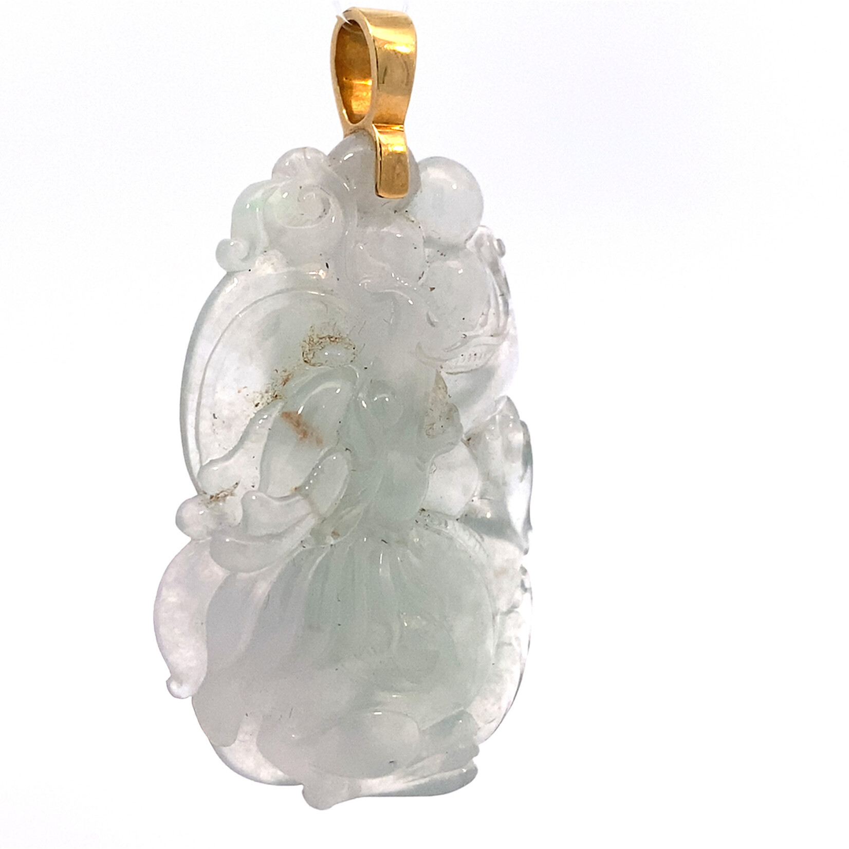 18K Yellow Gold Dragon Ice Jade Pendant