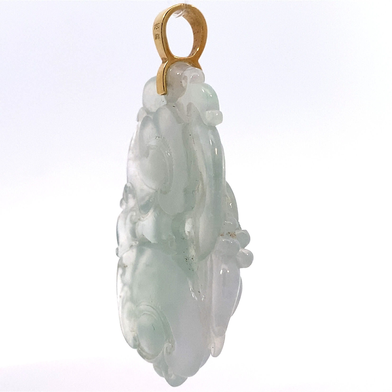18K Yellow Gold Dragon Ice Jade Pendant