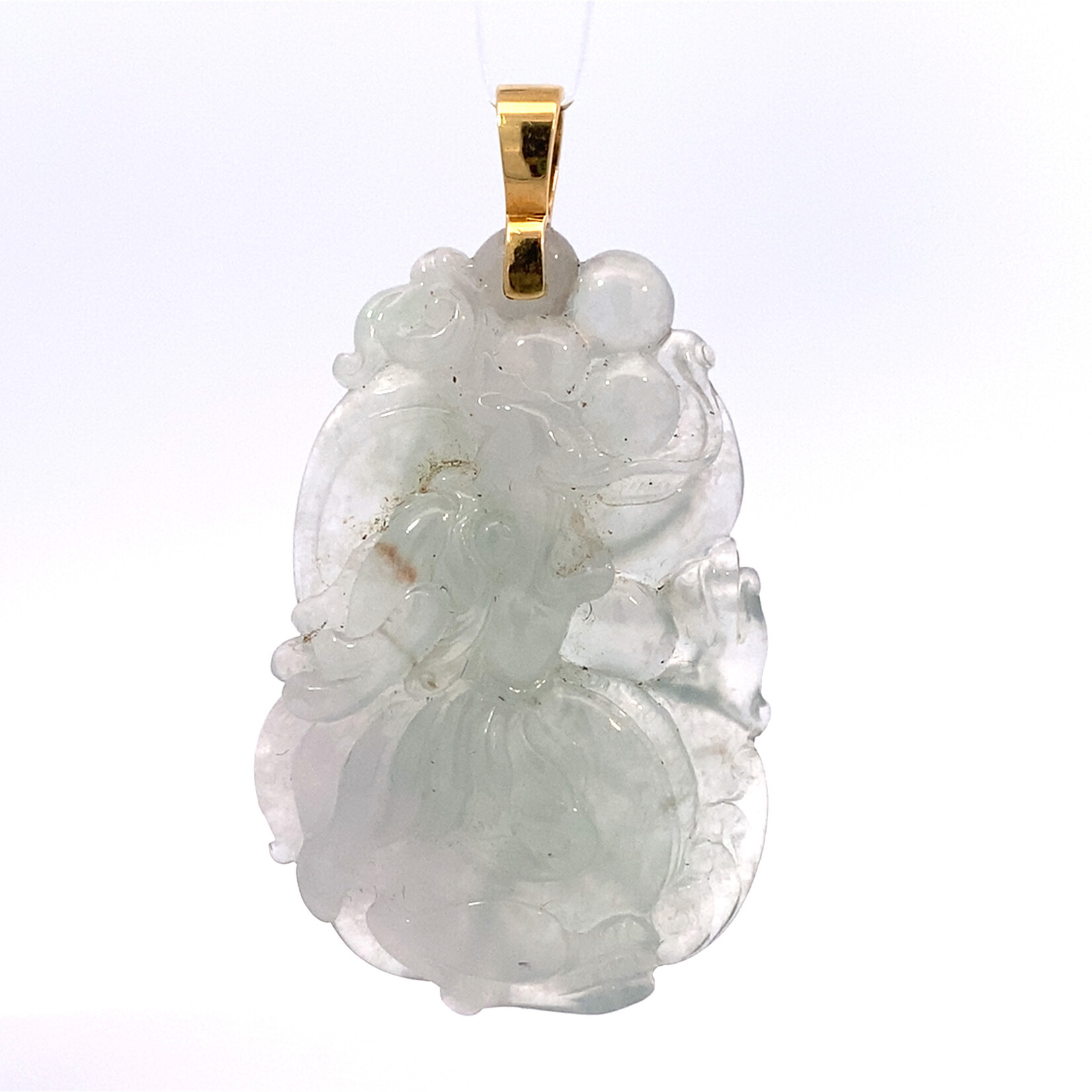 18K Yellow Gold Dragon Ice Jade Pendant