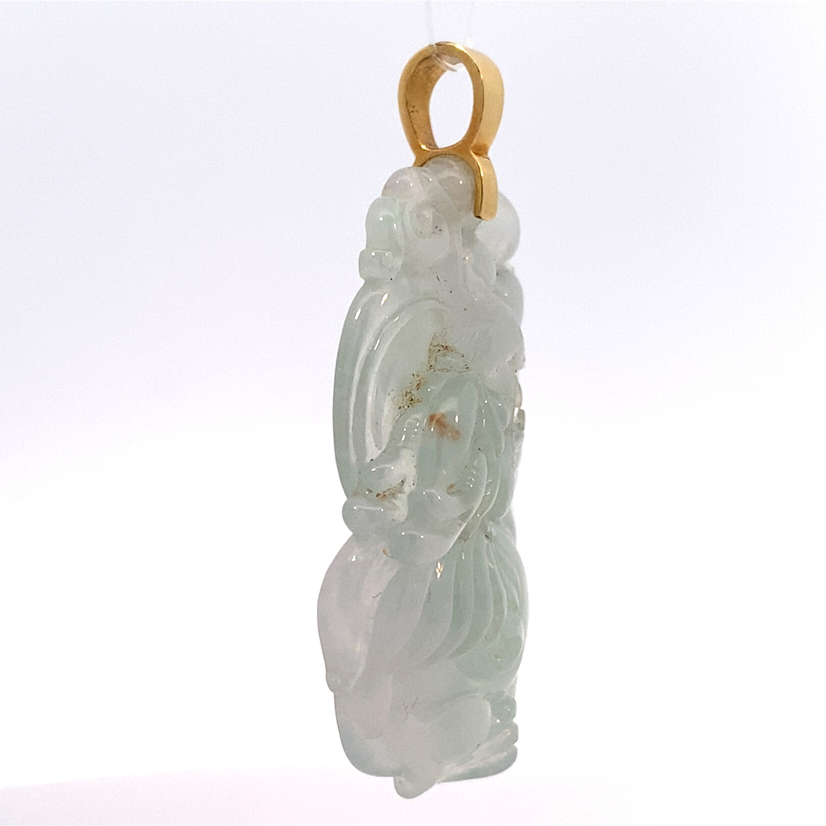 18K Yellow Gold Dragon Ice Jade Pendant