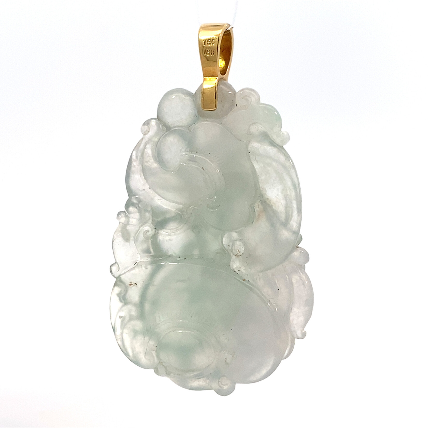 18K Yellow Gold Dragon Ice Jade Pendant