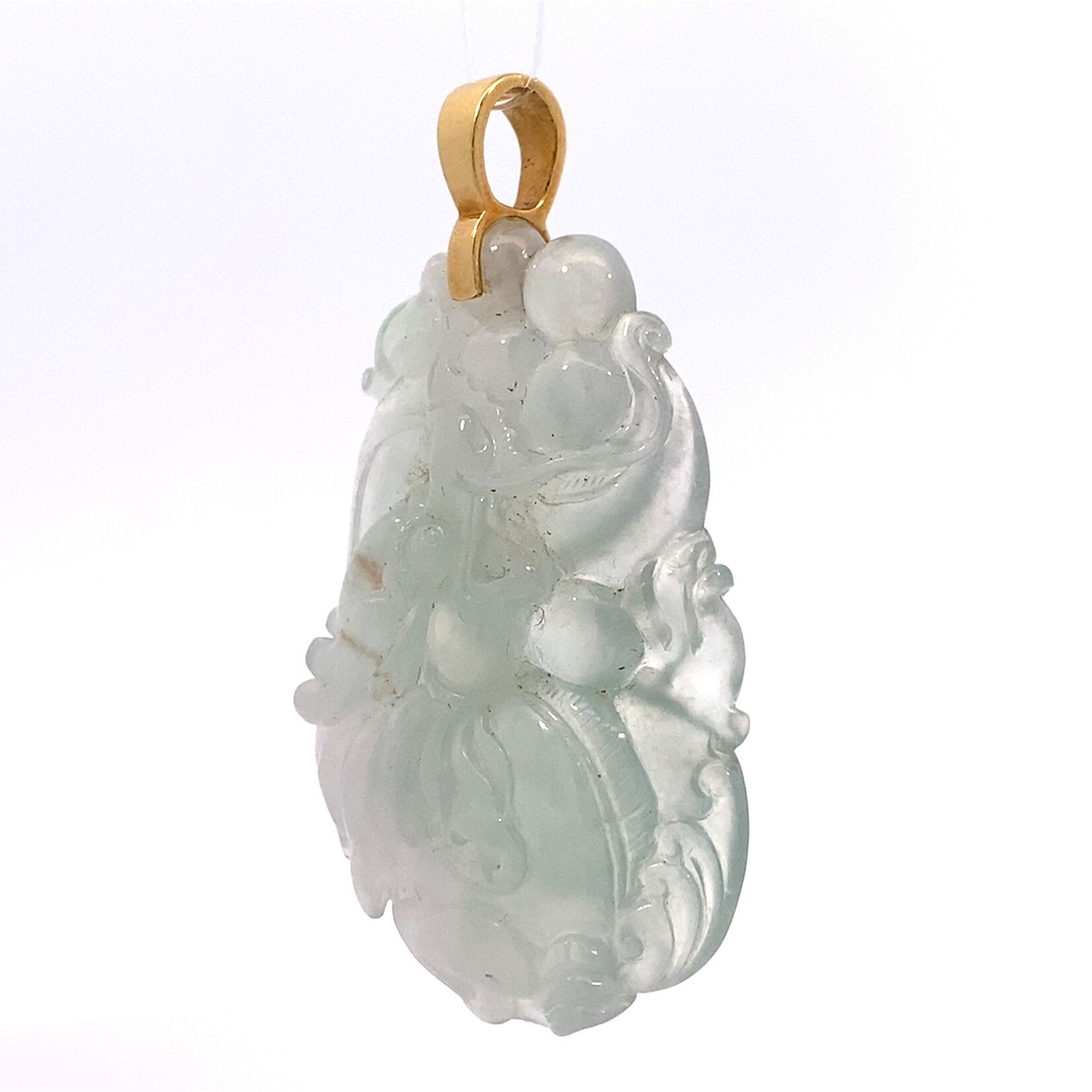 18K Yellow Gold Dragon Ice Jade Pendant