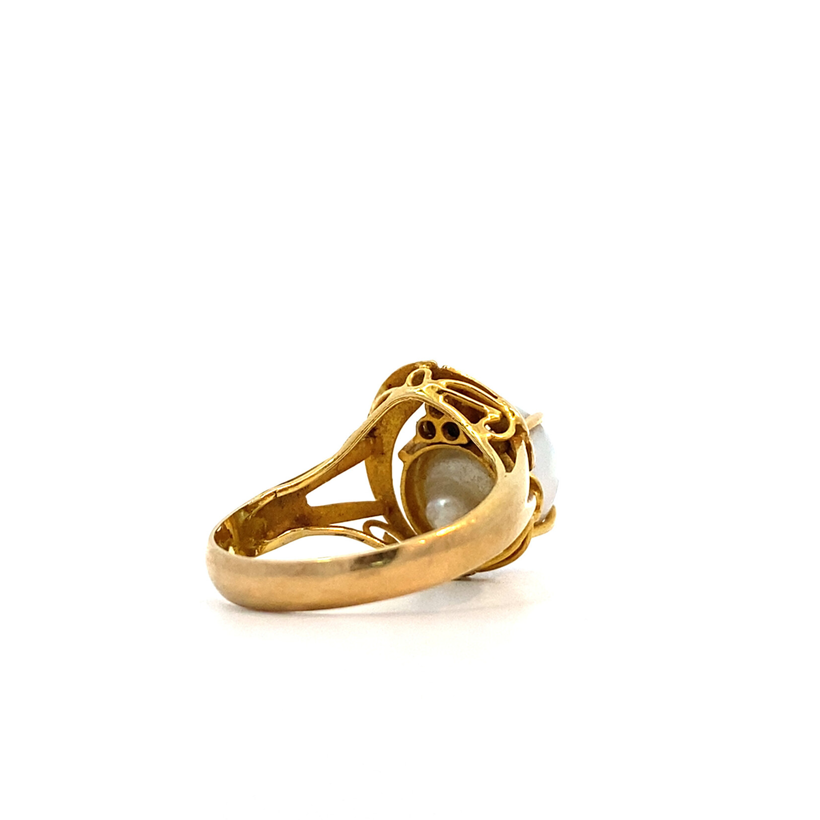 18K Yellow Gold Grey Pearl Baroque Ring size 7