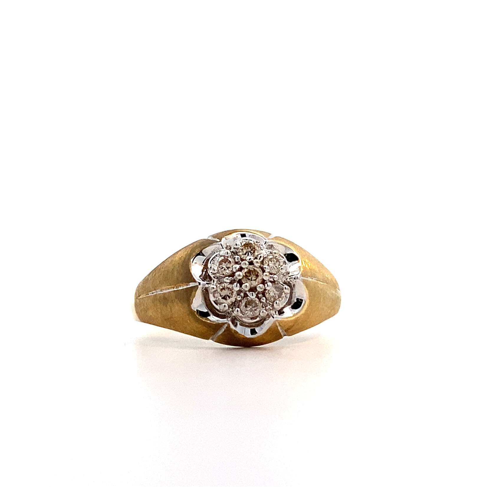 14K Yellow Gold Diamond Flower Ring size 10.25