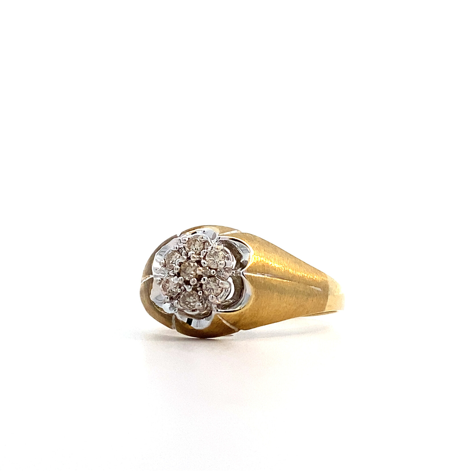 14K Yellow Gold Diamond Flower Ring size 10.25