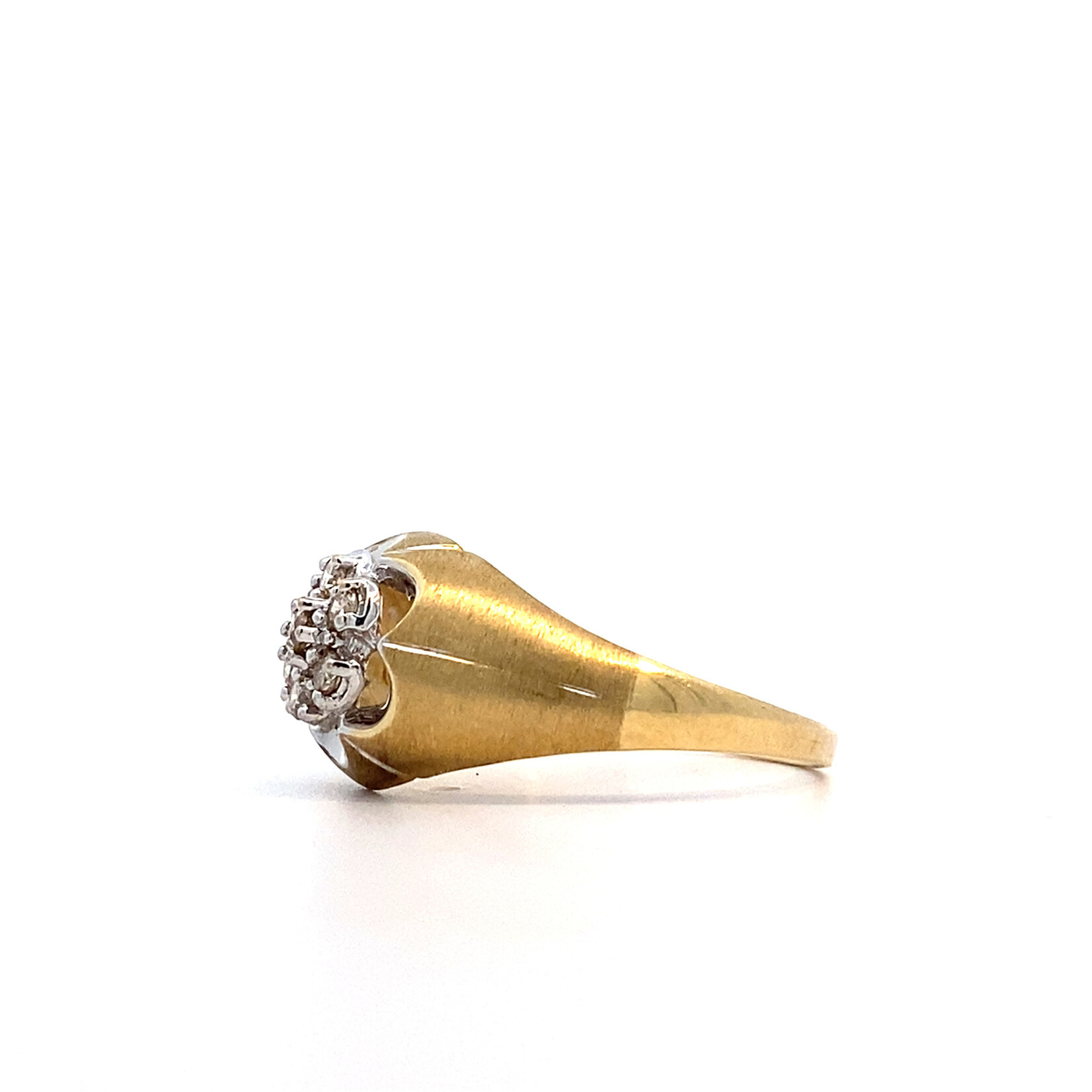 14K Yellow Gold Diamond Flower Ring size 10.25