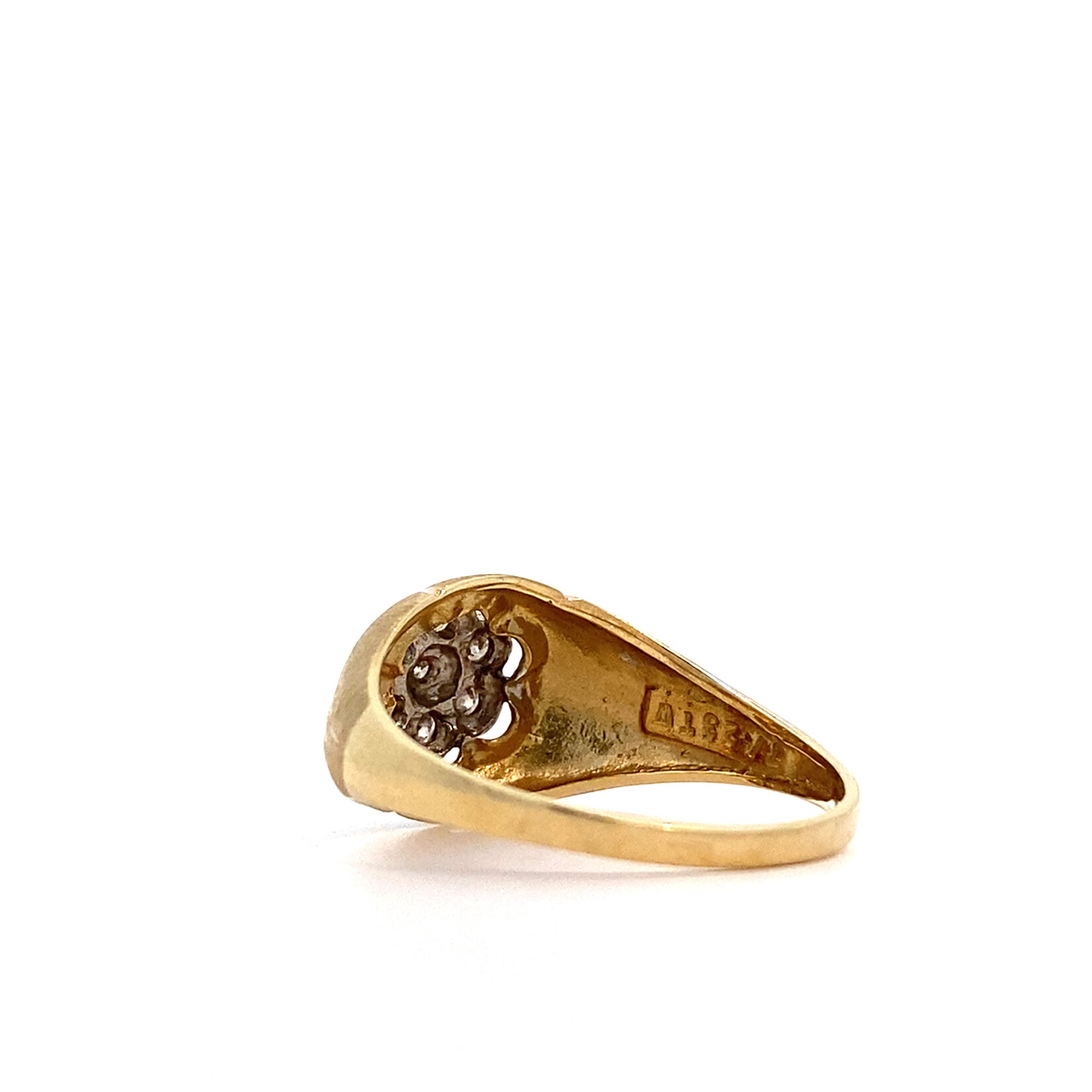 14K Yellow Gold Diamond Flower Ring size 10.25