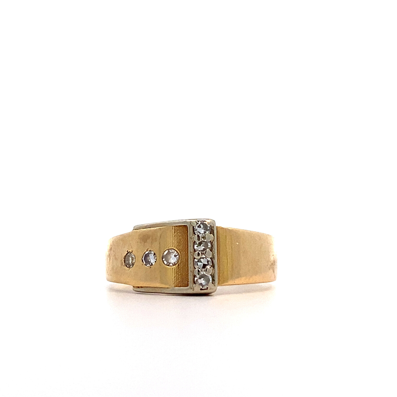 14K Yellow Gold Diamond Buckle Ring size 9.5