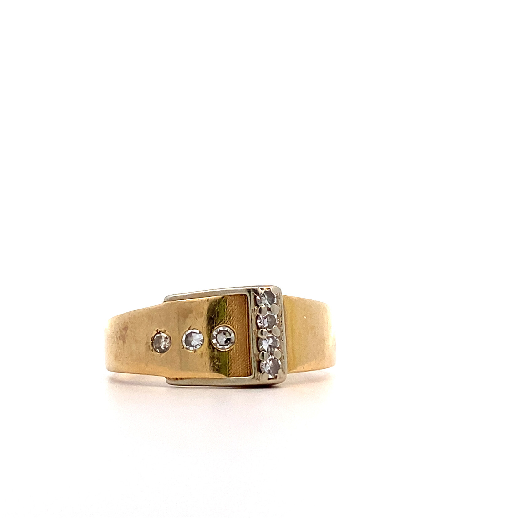 14K Yellow Gold Diamond Buckle Ring size 9.5