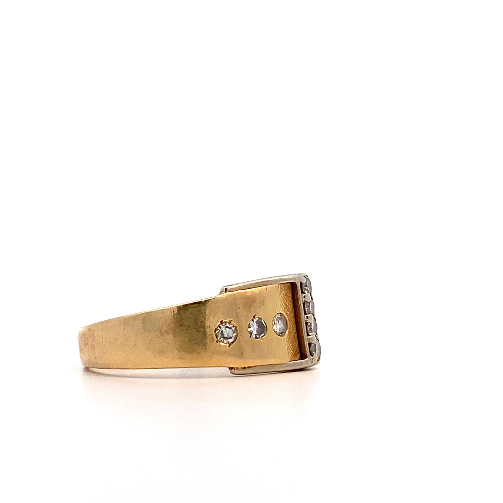 14K Yellow Gold Diamond Buckle Ring size 9.5