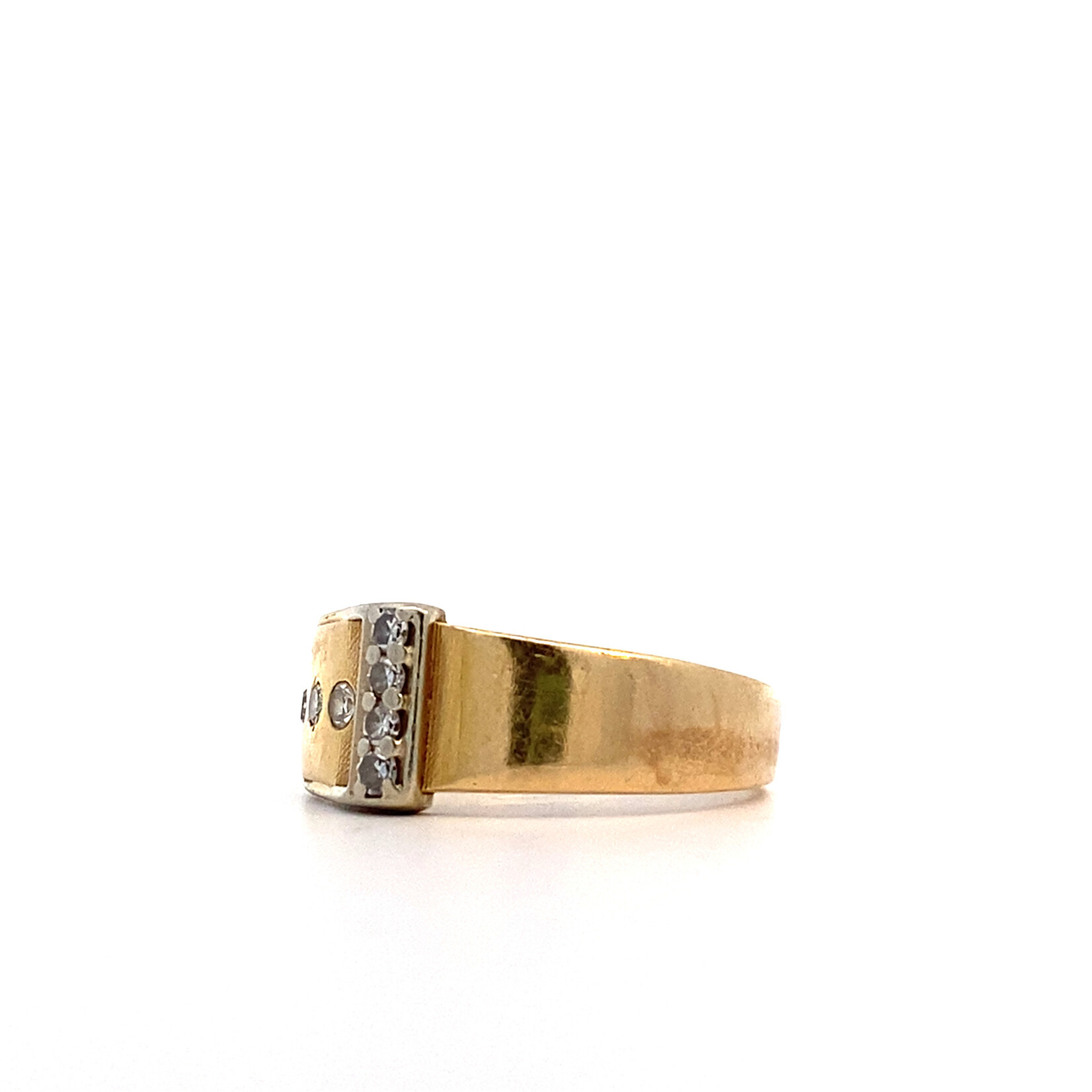 14K Yellow Gold Diamond Buckle Ring size 9.5