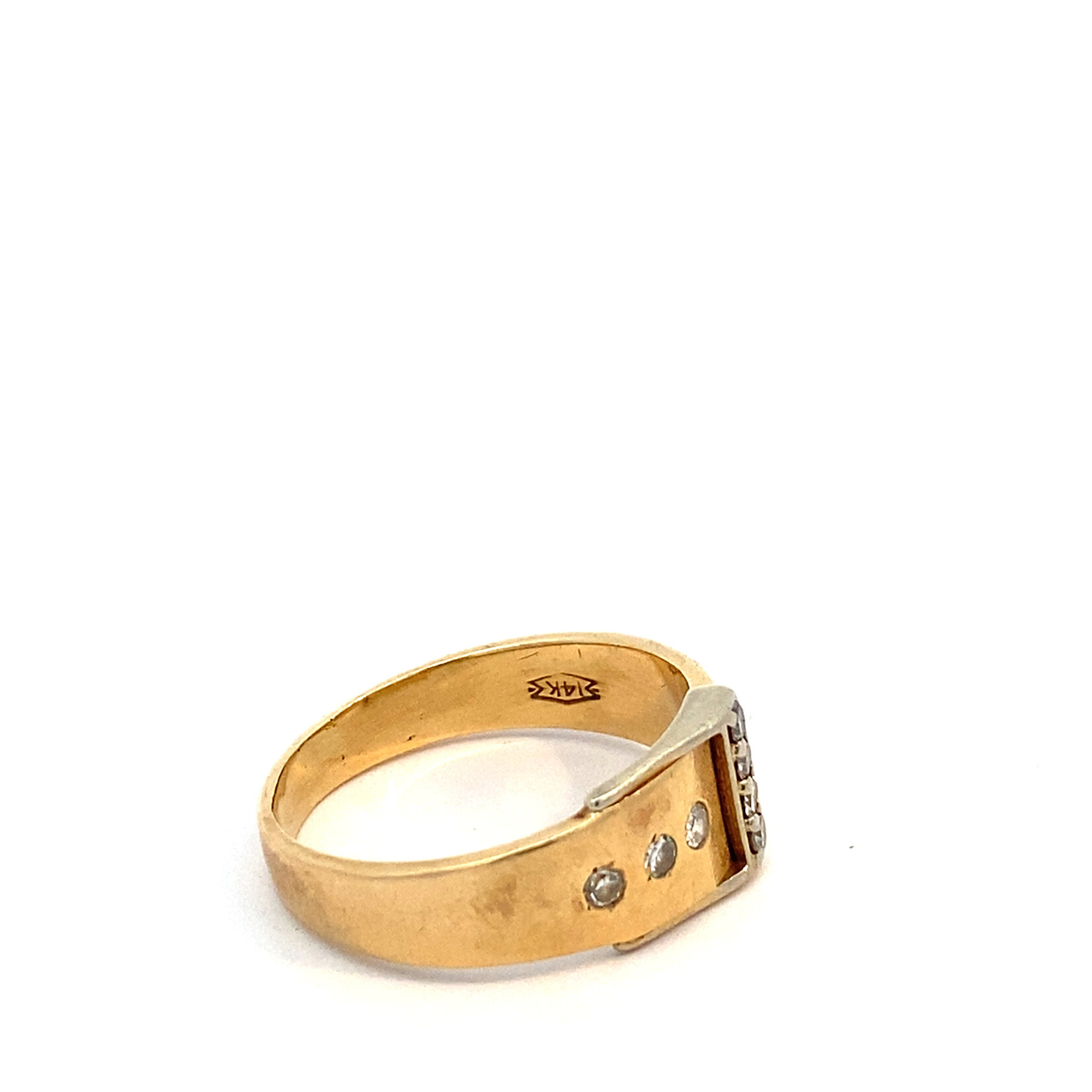 14K Yellow Gold Diamond Buckle Ring size 9.5