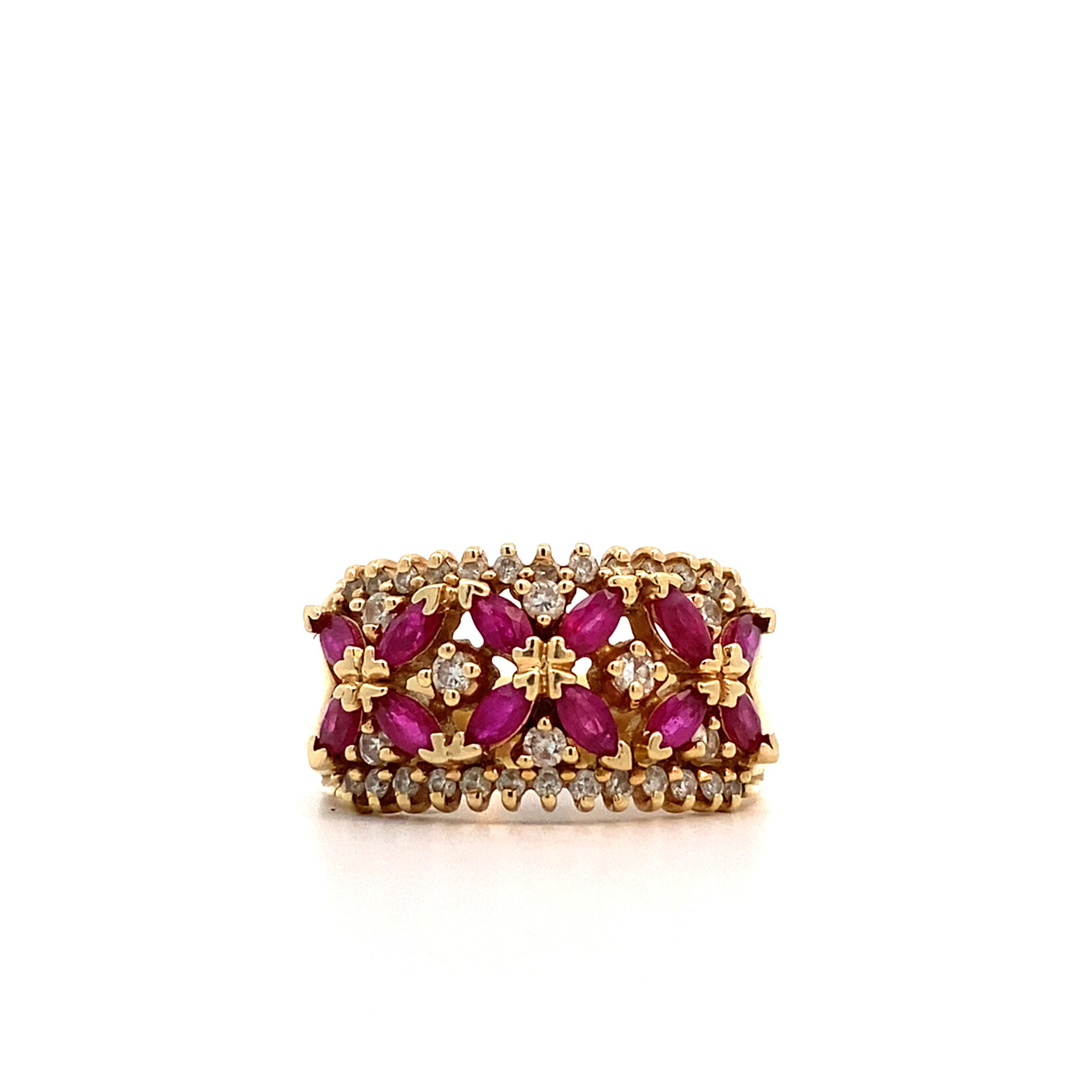 14K Yellow Gold  Ruby and Diamond ring sz9