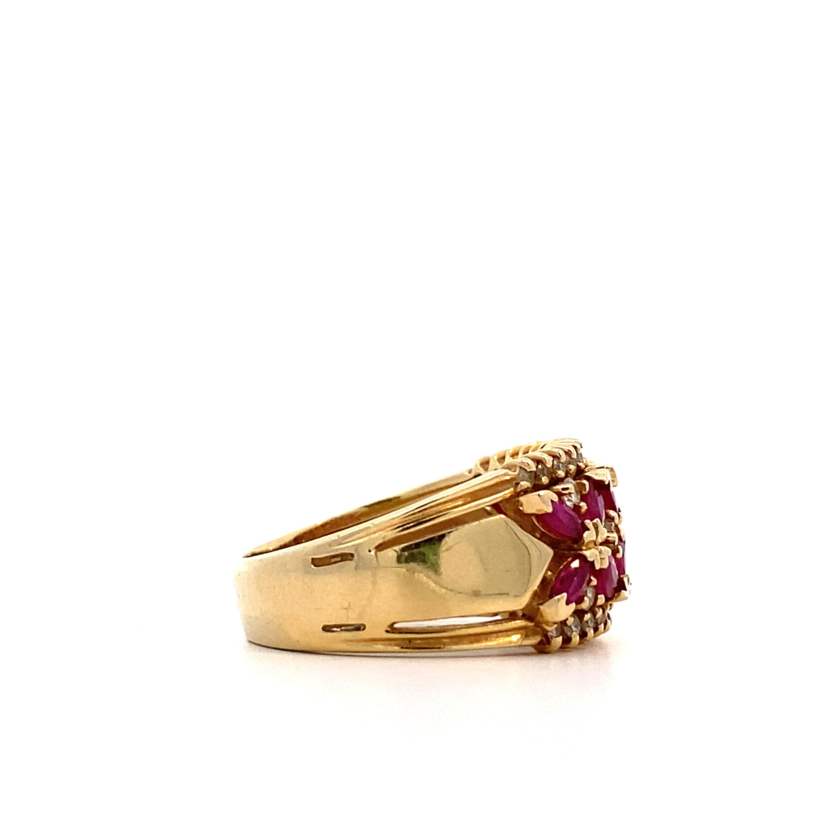 14K Yellow Gold  Ruby and Diamond ring sz9