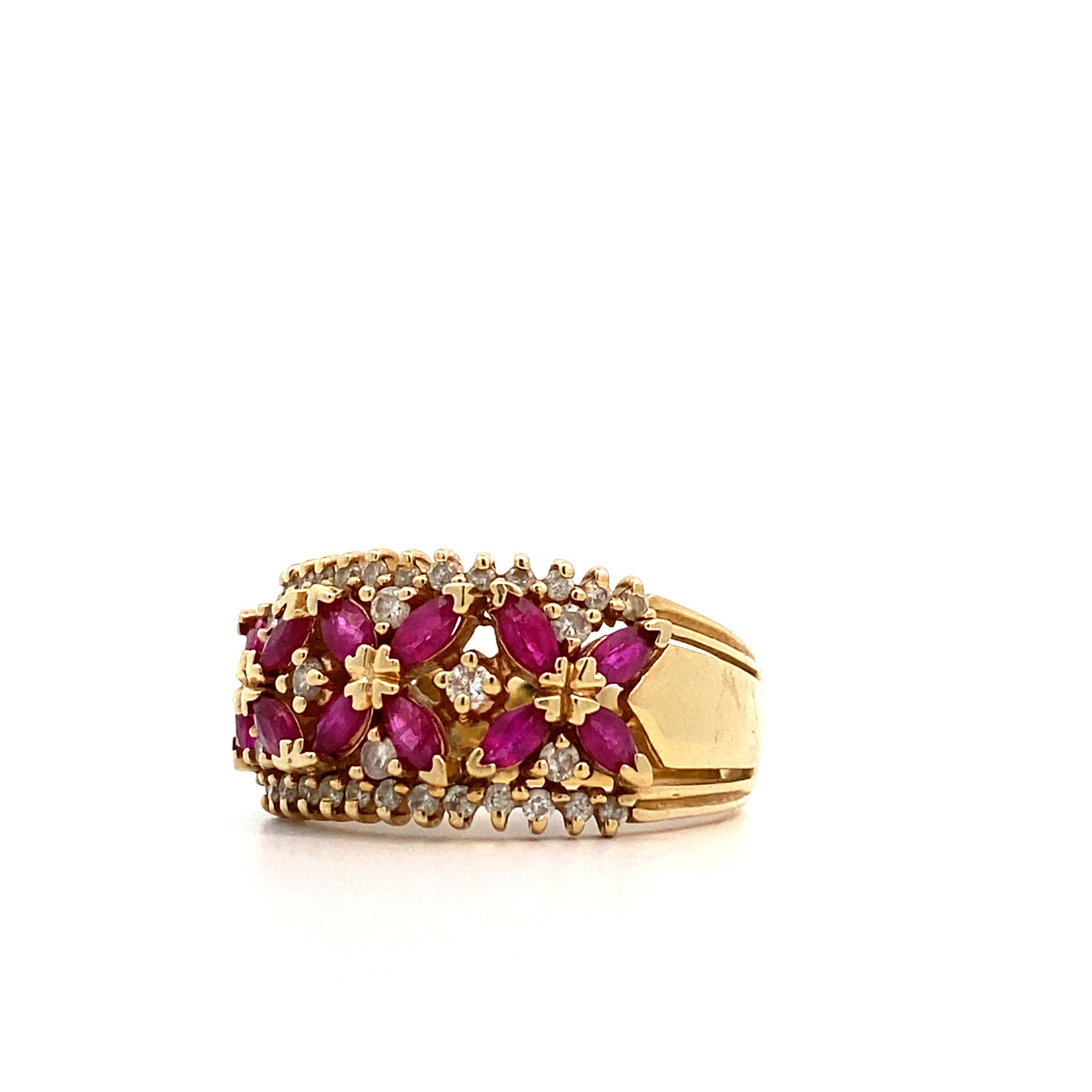 14K Yellow Gold  Ruby and Diamond ring sz9
