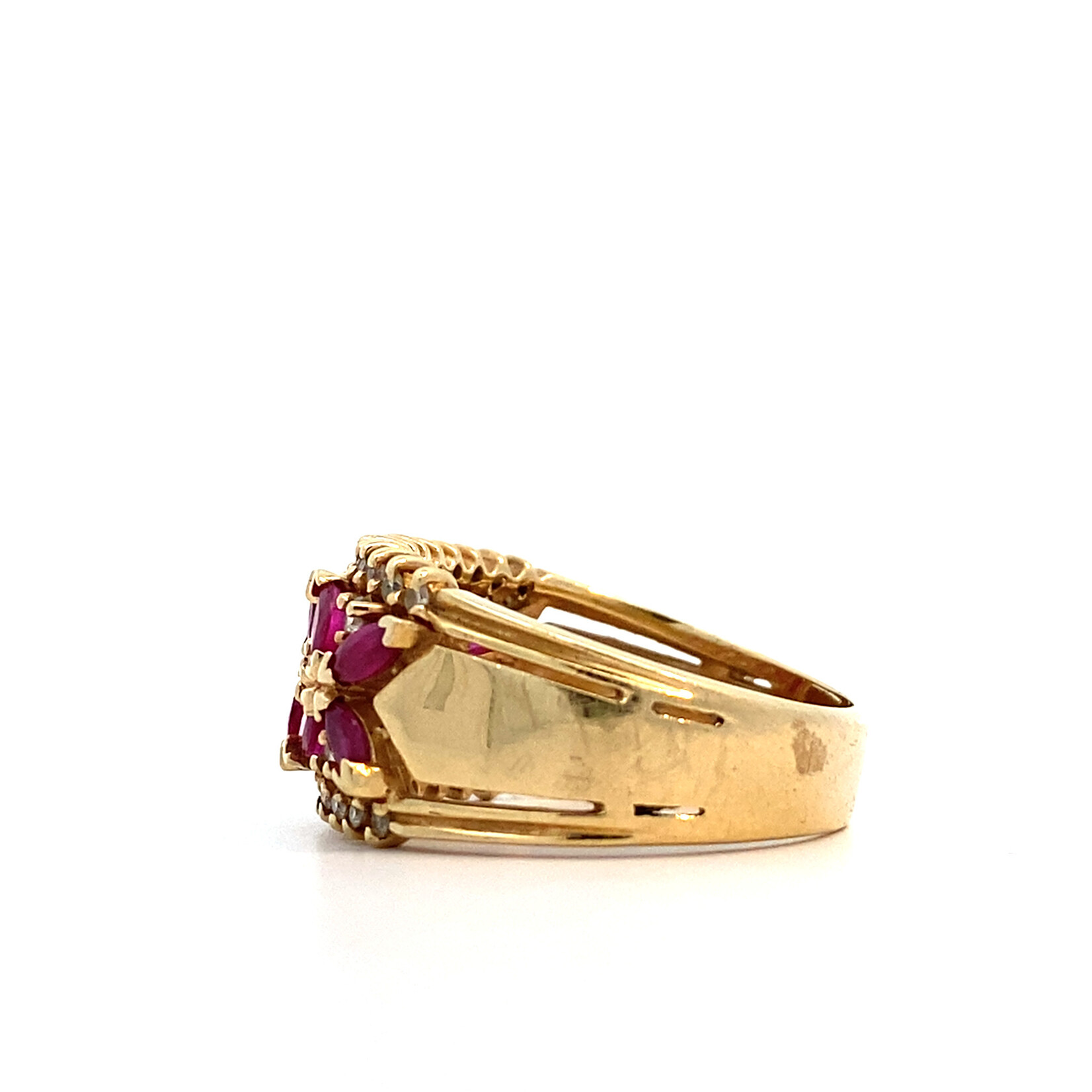 14K Yellow Gold  Ruby and Diamond ring sz9