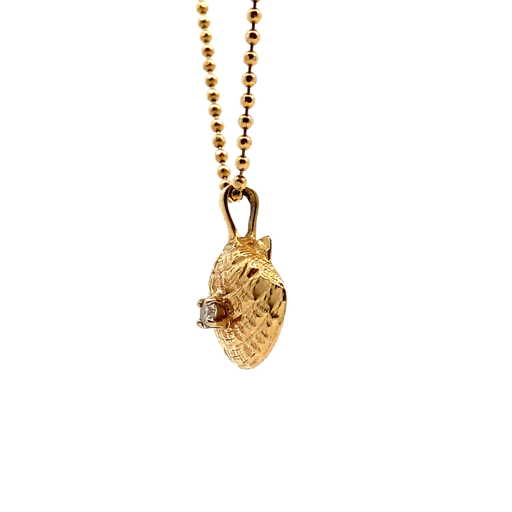 14K Yellow Gold Diamond Sea Shell on 20"  Ball Chain