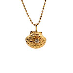14K Yellow Gold Diamond Sea Shell on 20"  Ball Chain