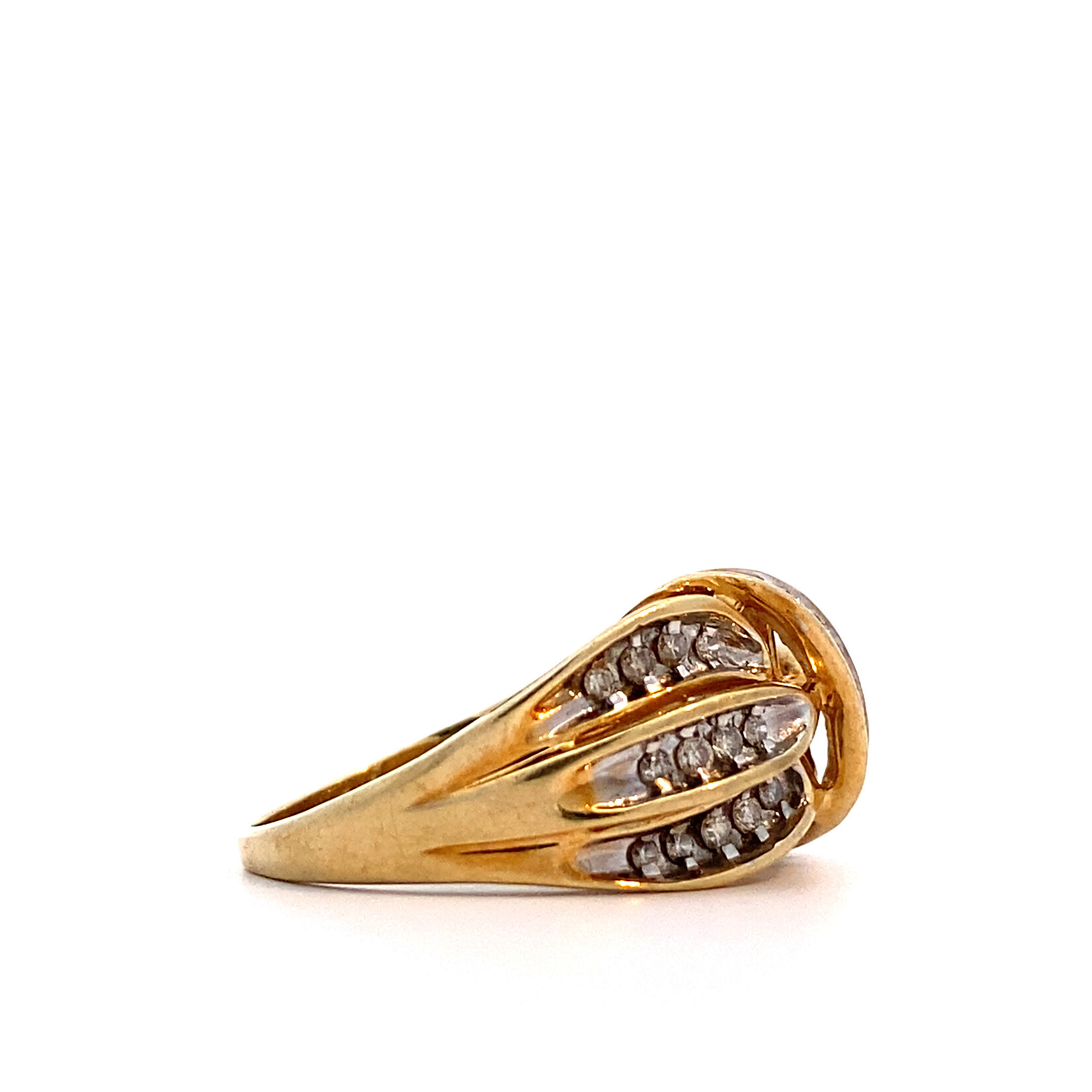 10K Yellow Gold Diamond Ribbon Ring sz9 D .48ctw