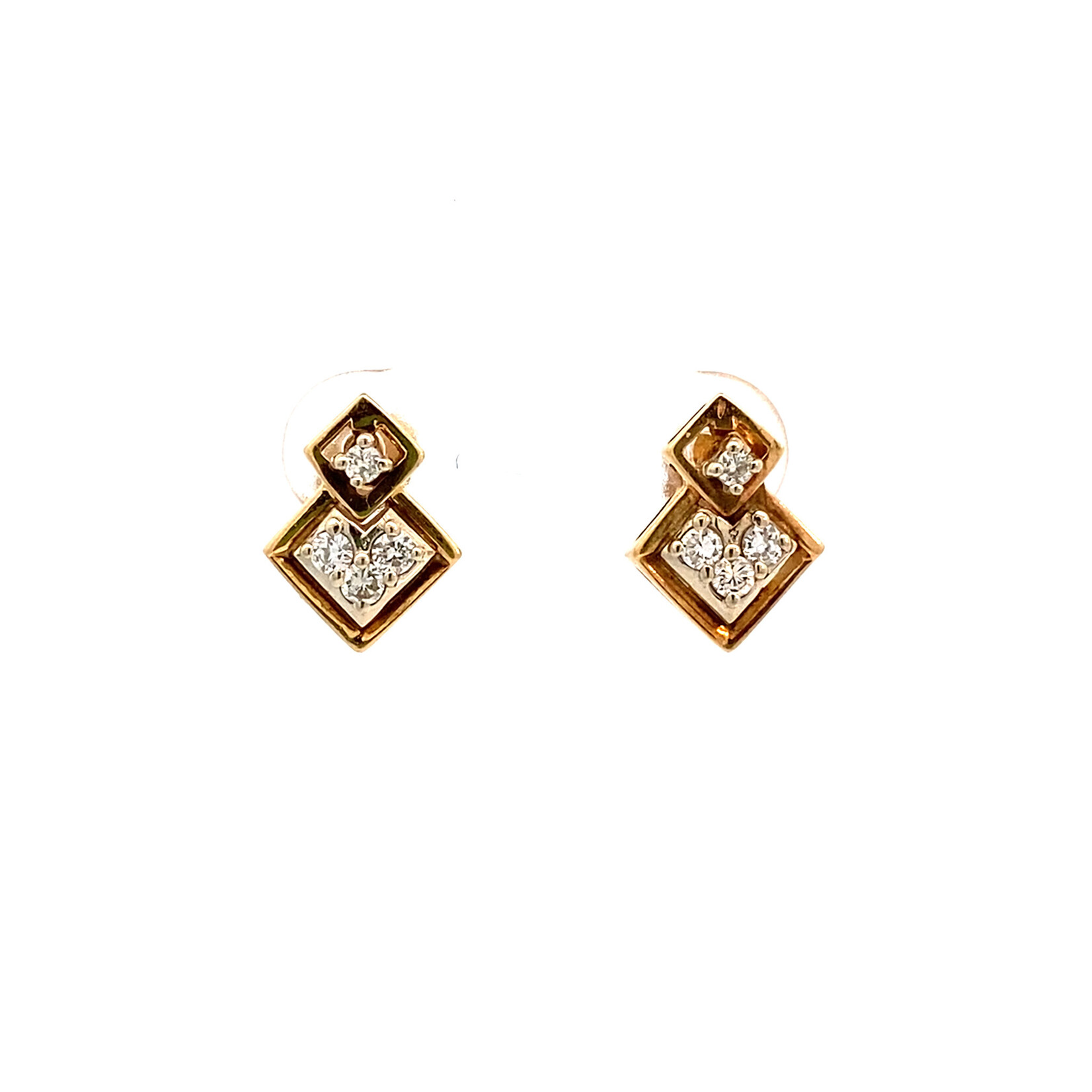 14K Yellow Gold Geometric Diamond Earrings D.20ctw