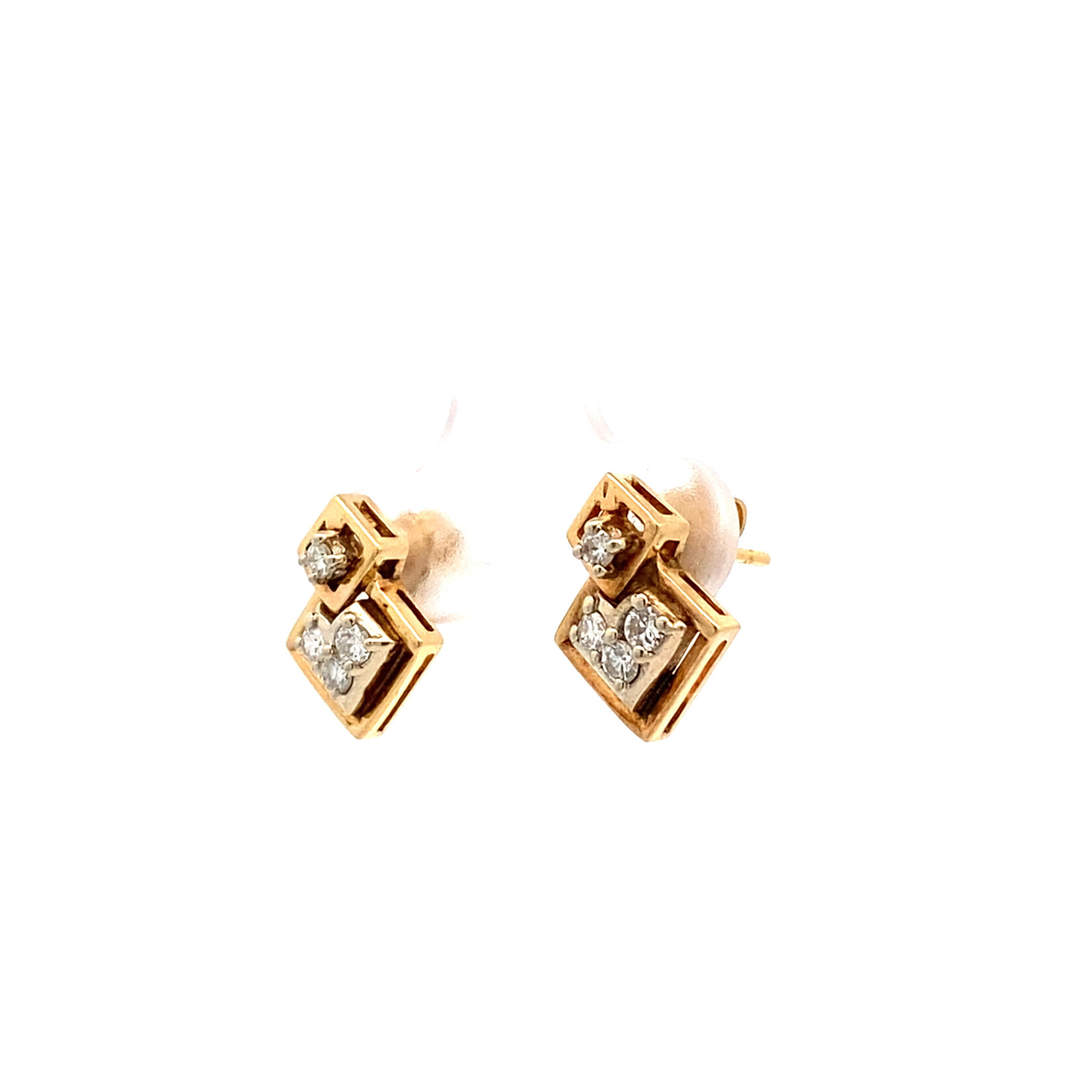 14K Yellow Gold Geometric Diamond Earrings D.20ctw
